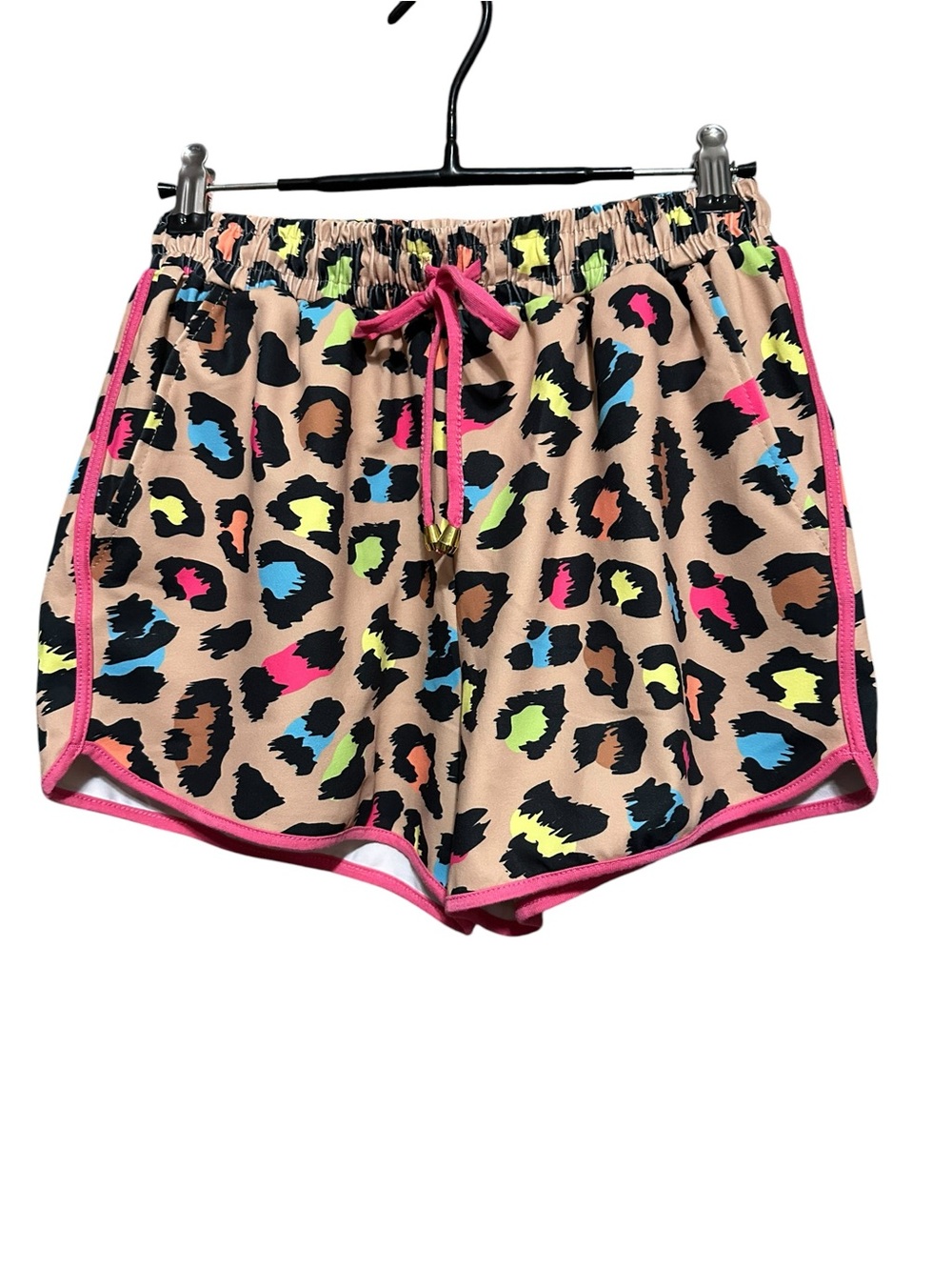 Jess Lea Neon Leopard Print Athletic Shorts with Pink Trim Size S - Picture 2 of 8